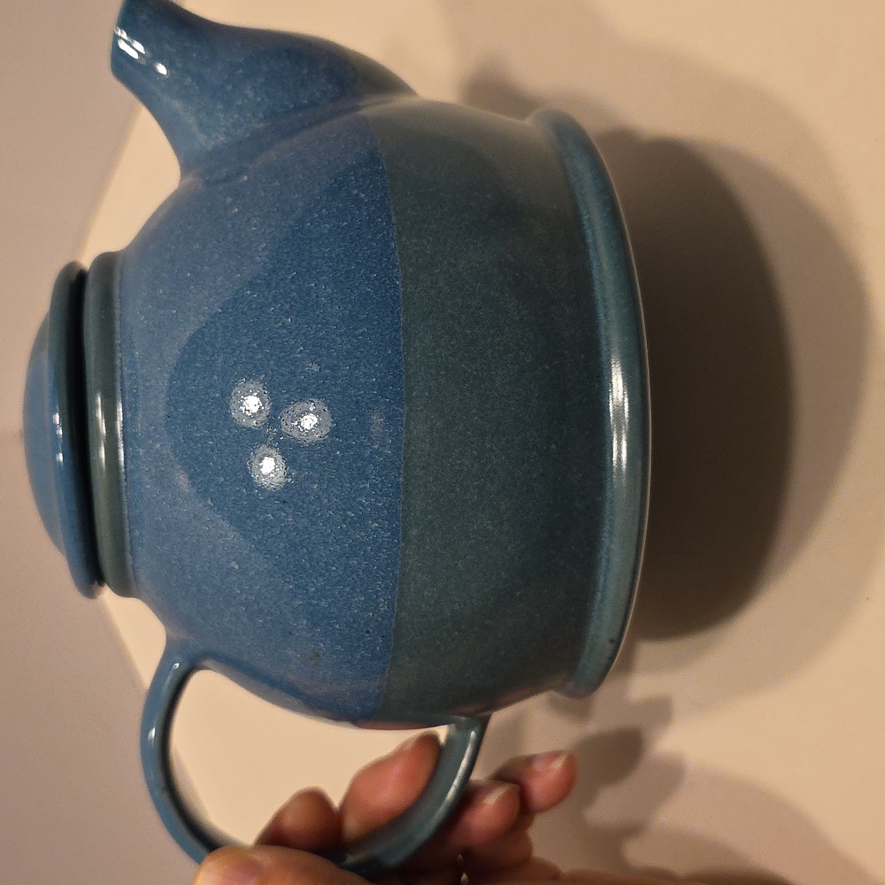 Vintage Feltman Langer Porcelain Blue And Green Tea Pot